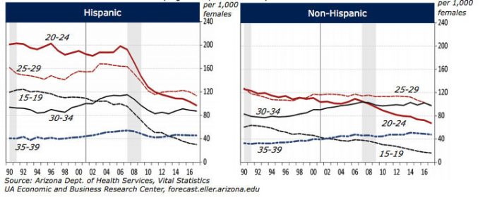 Exhibit 6: Arizona Birth Rate Trends by Age Group and Ethnicity