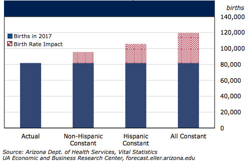 Exhibit 7: The Impact of Birth Rate Changes on Arizona Births