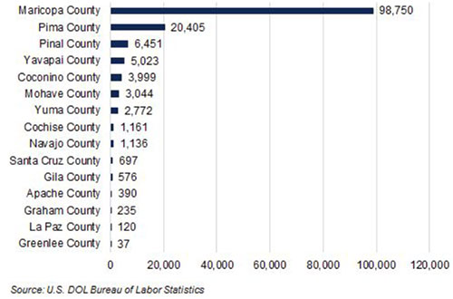 Exhibit 2: Arizona Initial Claims for Unemployment Insurance by County, Week Ending March 21 Through April 4, PROMIS program