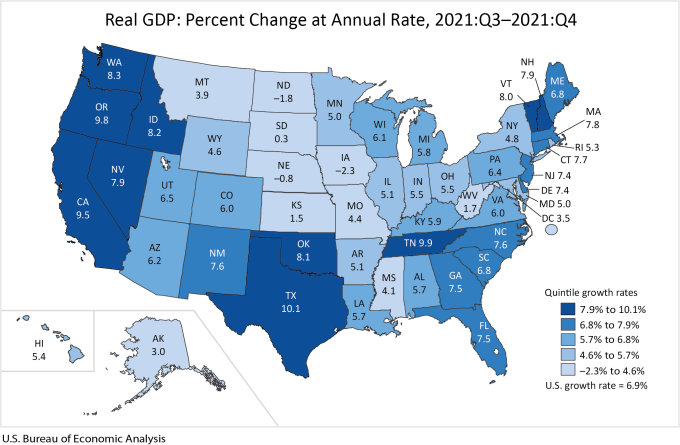 U.S. states map GDP