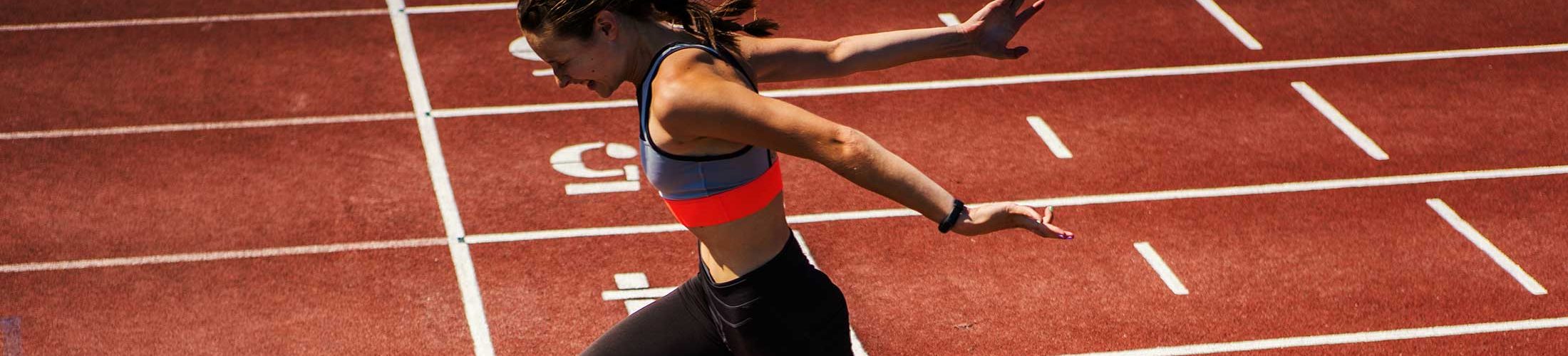 Woman winning running race