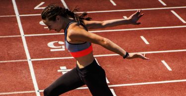 Woman winning running race