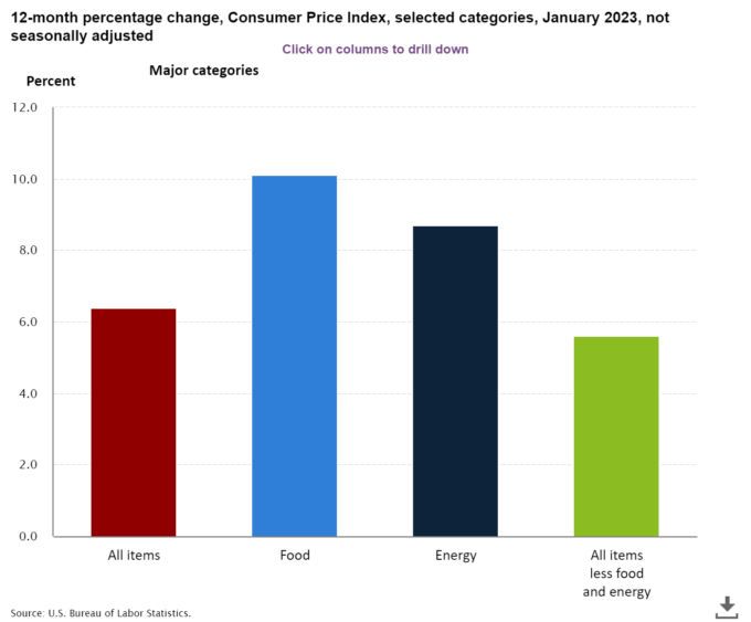 consumer price index January 2023 inflation by category