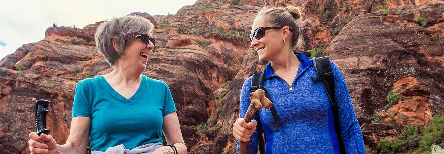 Two women hiking