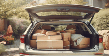 Boxes in car trunk