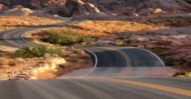 Winding road in desert