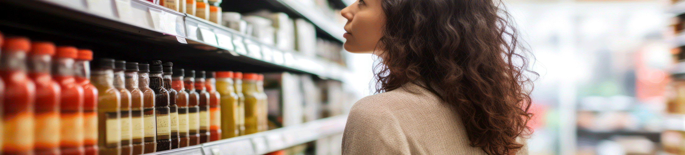 Woman looking at grocery aisle