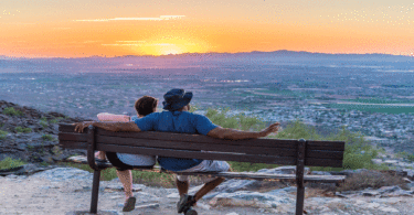 Couple watching sunset