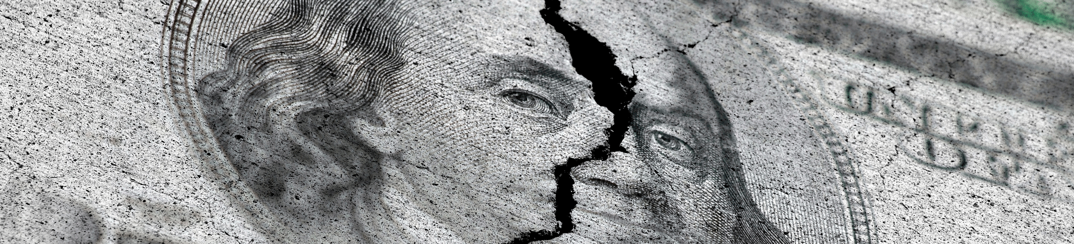 Broken Ben Franklin bill