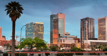 Phoenix buildings sunset