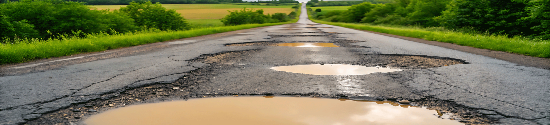 Road with many potholes