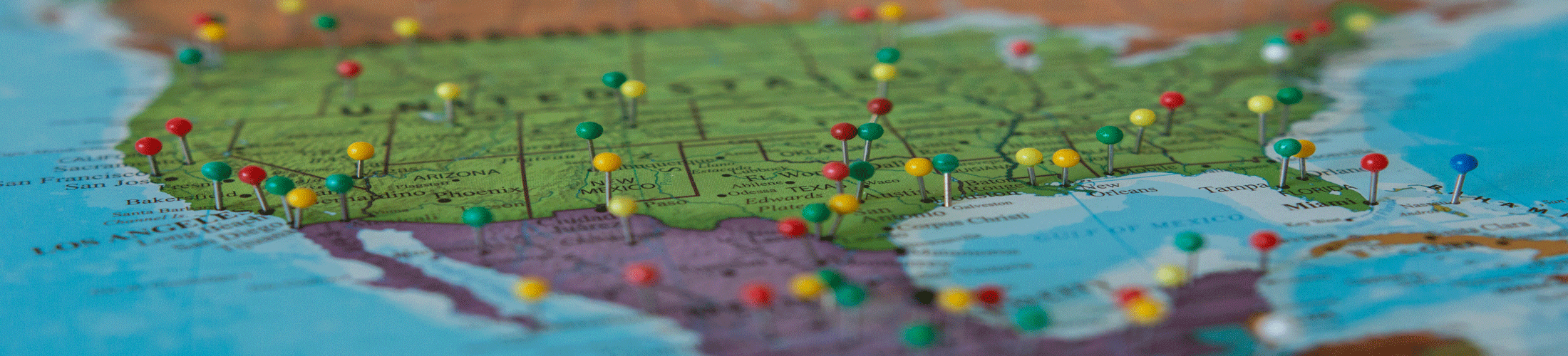 state map with pins